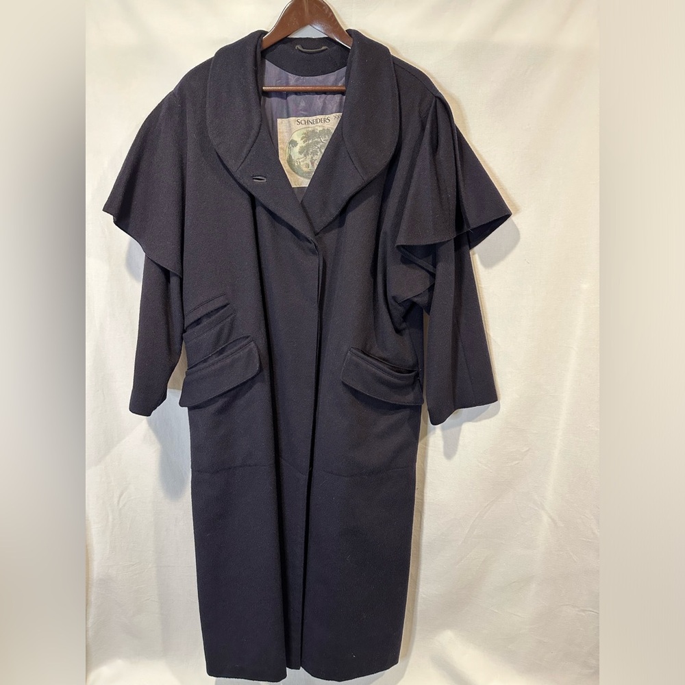 Schneiders  Salzburg STUNNING Wool Long Cape Coat,‎ Navy | Sz 12